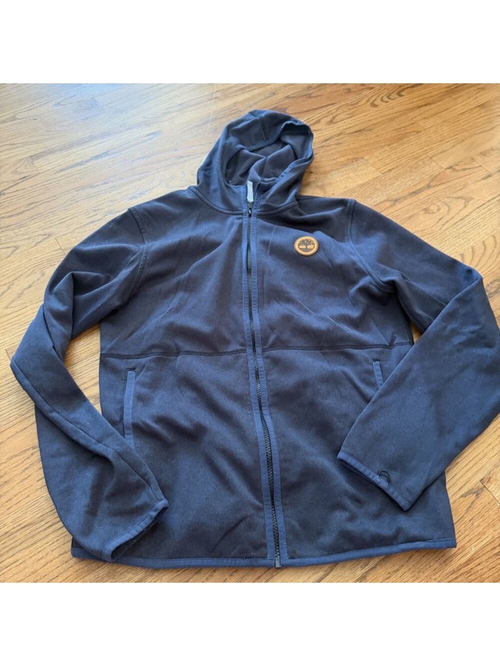 Timberland mens small blue hooded jacket zip up